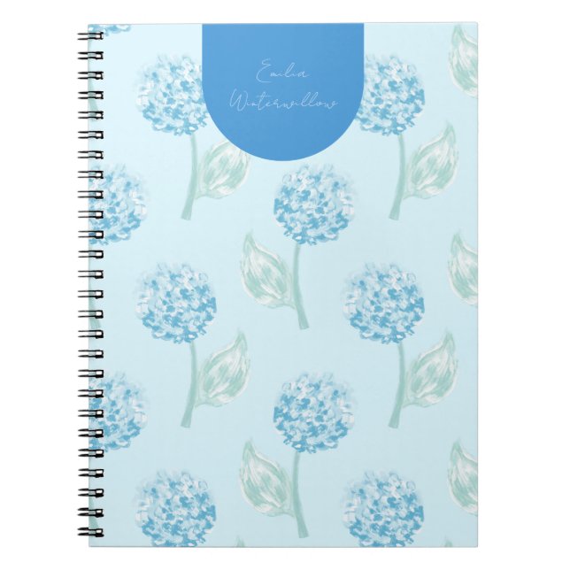 Grandmillennial Painterly Hydrangea Customisable Notebook (Front)