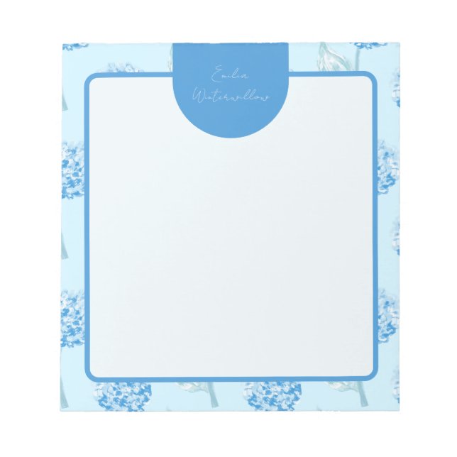 Grandmillennial Painterly Hydrangea Customisable Notepad (Front)