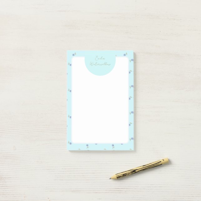 Grandmillennial Painterly Hydrangea Customisable Post-it Notes (On Desk)