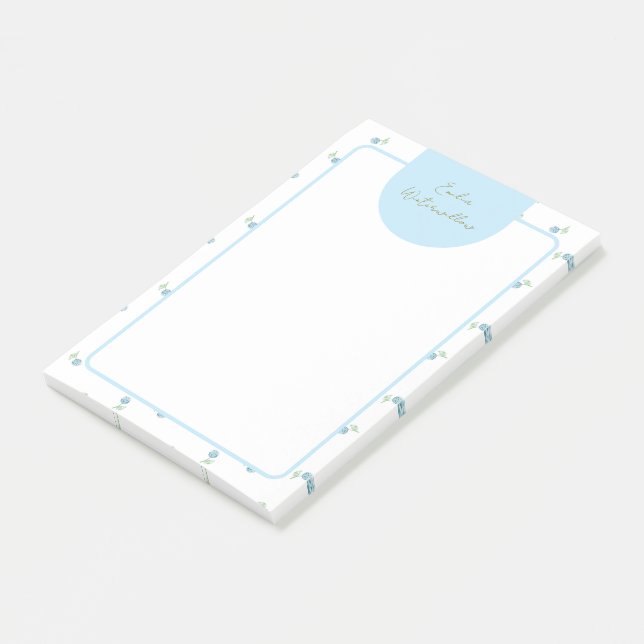 Grandmillennial Painterly Hydrangea Customisable Post-it Notes (Angled)