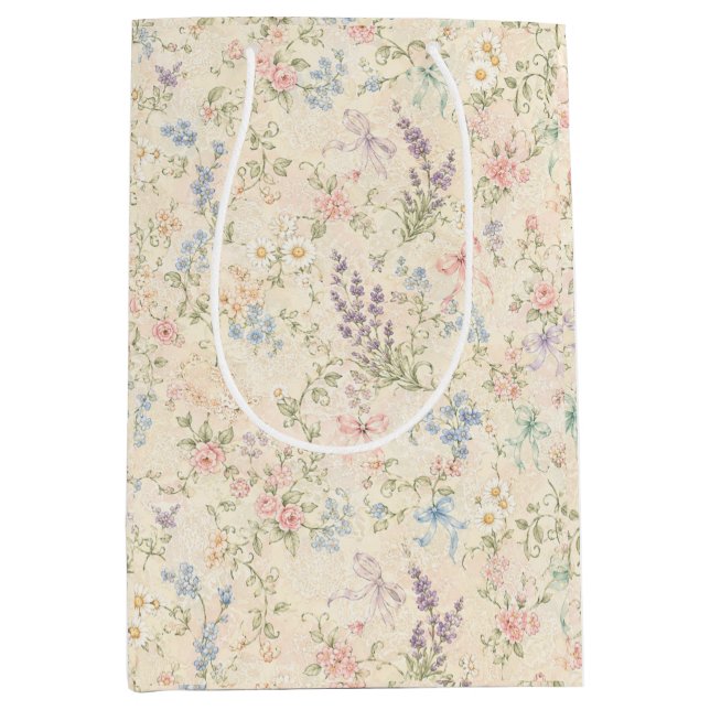 Grandmillennial Pastel Floral Gift Bag Medium (Front)