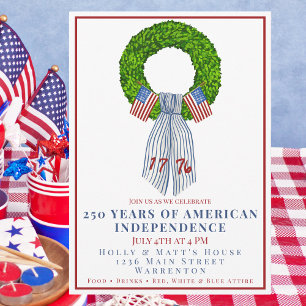 Grandmillennial Patriotic Wreath America 250th Invitation