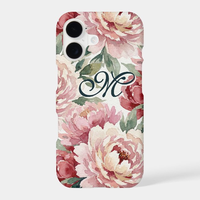 Grandmillennial Peonies | Blush Cream Monogram (Back)
