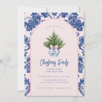 Grandmillennial Pink & Blue Damask Christmas Tree 