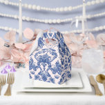 Grandmillennial Pink & Blue Damask  Favour Box<br><div class="desc">This party gable box design has a preppy grandmillennial design featuring a navy blue damask pattern on a blush pink background.</div>