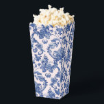 Grandmillennial Pink & Blue Damask  Favour Box<br><div class="desc">This party popcorn box design has a preppy grandmillennial design featuring a navy blue damask pattern on a blush pink background.</div>