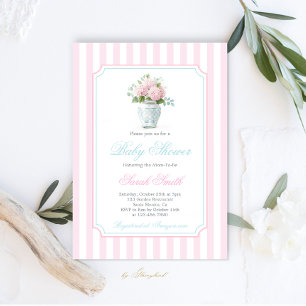 Grandmillennial Pink Ginger Jar Baby Shower Girl Invitation