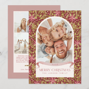 Grandmillennial Poinsettia Floral Arch 4 Photo Holiday Card