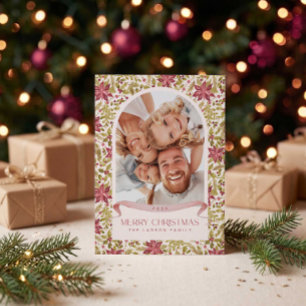 Grandmillennial Poinsettia Floral Arch Photo Holiday Card