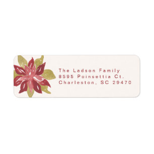 Grandmillennial Poinsettia Monogram Return Address Label