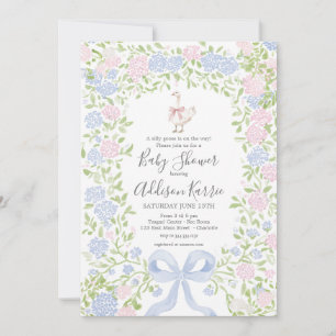 Grandmillennial Silly Goose baby shower invite