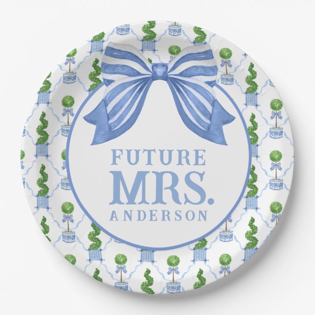 Grandmillennial Topiary | Future Mrs Paper Plate (Front)