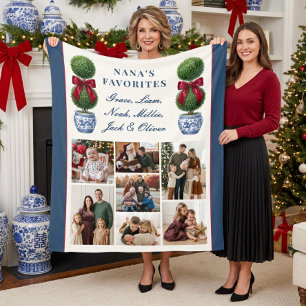 Grandmillennial Topiary Nanas Favourites Photo Fleece Blanket