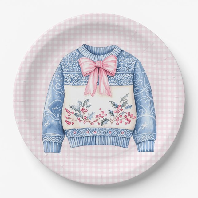 Grandmillennial | Ugly Christmas Sweater Paper Plate (Front)