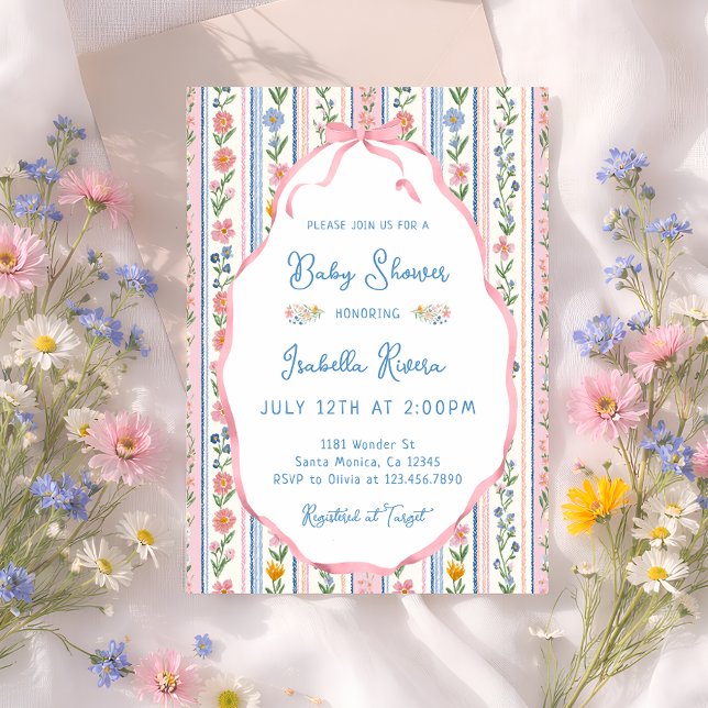 Grandmillennial Vintage Floral Girl Baby Shower  Invitation (Creator Uploaded)