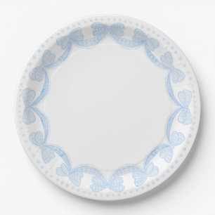 Grandmillennial Watercolor Bows Paper Plates