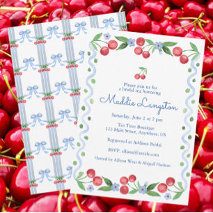 Grandmillennial Watercolor Cherries Invitation