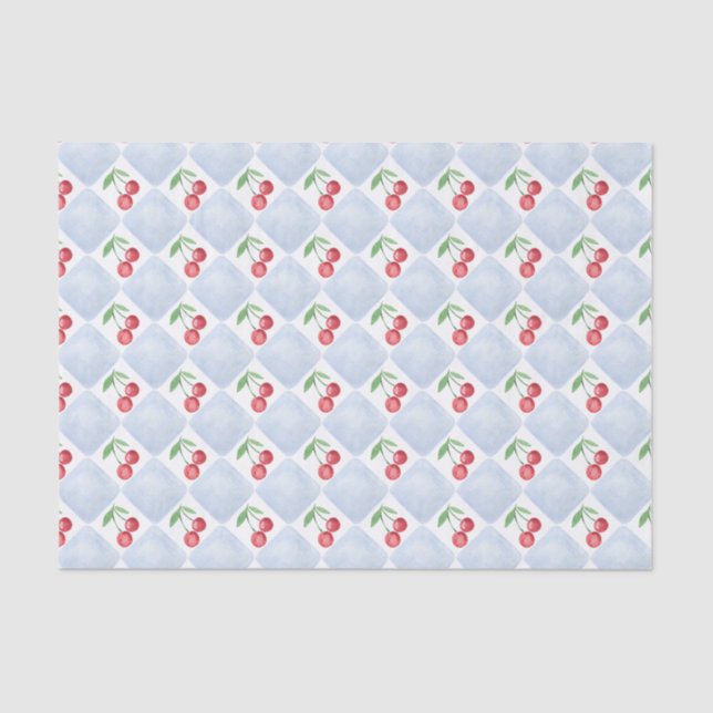 Grandmillennial Watercolor Cherries Tissue Paper (Front)