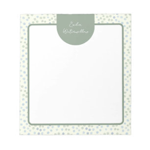 Grandmillennial Watercolor Polka Dot Customisable Notepad
