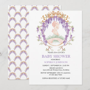 Grandmillennial Wisteria Baby Shower Invitation