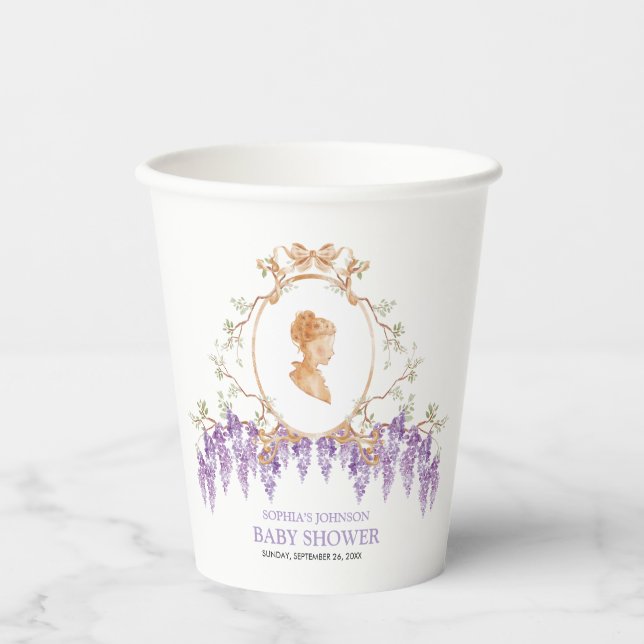 Grandmillennial Wisteria Baby Shower  Paper Cups (Front)
