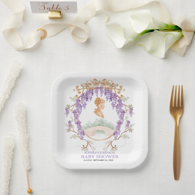 Grandmillennial Wisteria Baby Shower  Paper Plate (Wedding)