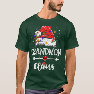 Grandmom Claus Christmas Light Pajama Family Match T-Shirt