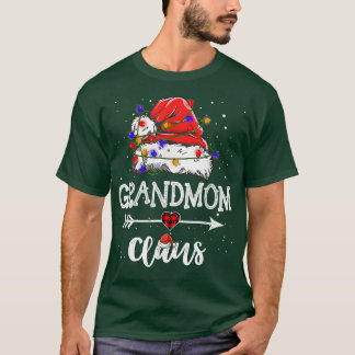 Grandmom Claus Christmas Light Pajama Family Match T-Shirt