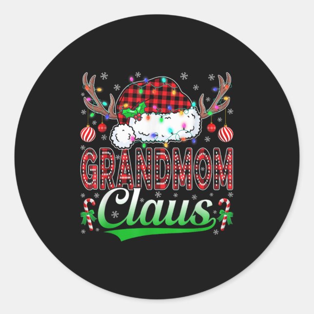 Grandmom Claus Christmas Lights Matching Family Xm Classic Round Sticker (Front)