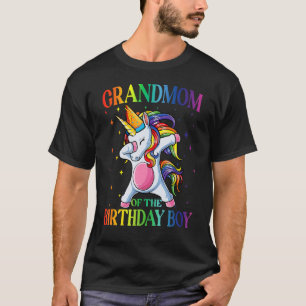 Grandmom of the Birthday Boy Dabbing Unicorn Party T-Shirt