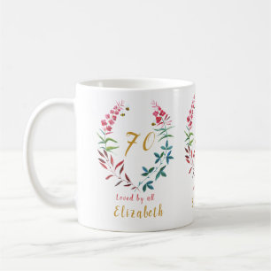 Grandmother 70th Birthday Floral Add Your Name Coffee Mug