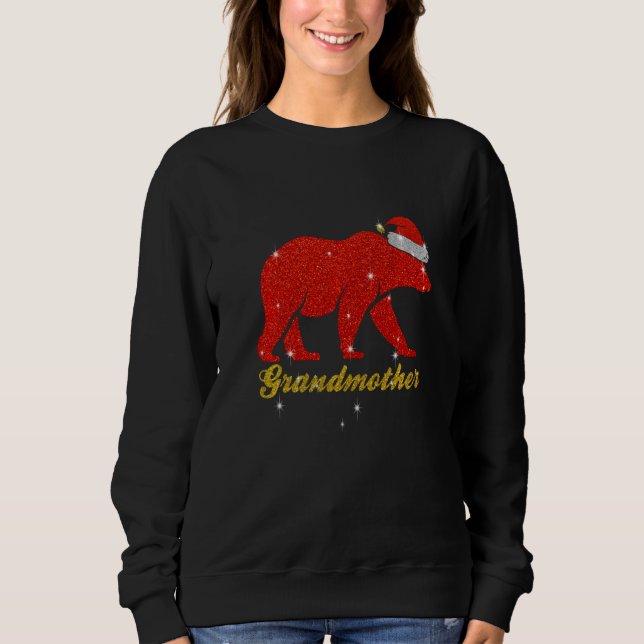 Grandmother Bear Wear Santa Hat Matching Family Pa Sweatshirt (Front)
