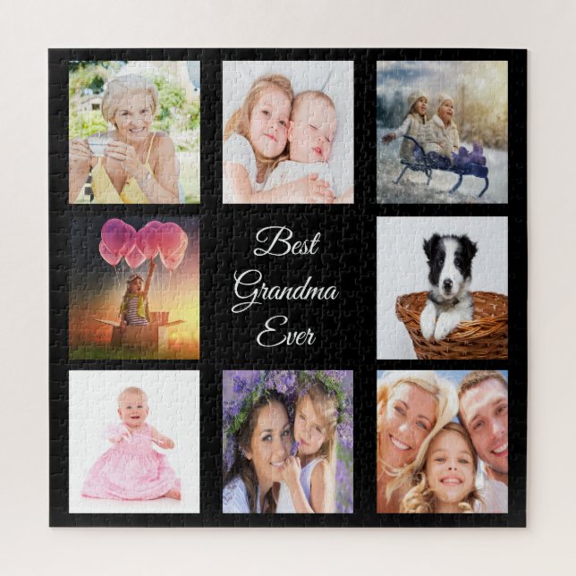 Grandmother best grandma black photo collage jigsaw puzzle (Vertical)