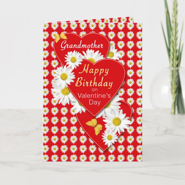 Grandmother Birthday On Valentine's Day Card (Front)