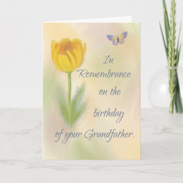 Grandmother Birthday Remembrance Watercolor Flower Card (Front)
