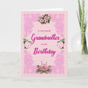Grandmother Birthday with Pink Roses Card