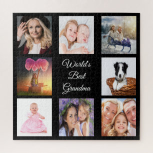 Grandmother black photo collage best grandma jigsaw puzzle