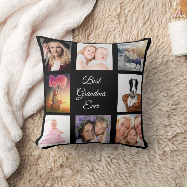 Grandmother black photo collage cushion (Blanket)