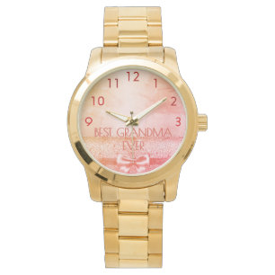Grandmother blush rose gold bow rustic watch