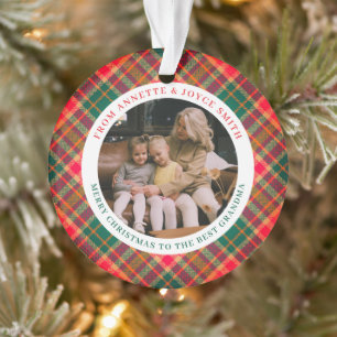 Grandmother Elegant Tartan Plaid photo Christmas Ornament