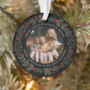 Grandmother Elegant Wreath photo Christmas Ornament