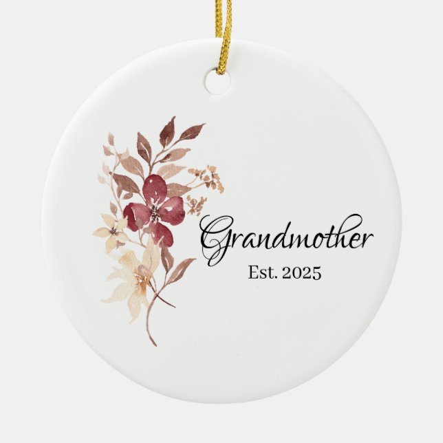 Grandmother Est. Year  Ceramic Ornament (Front)