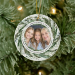 Grandmother foliage wreath photo Christmas elegant Ceramic Ornament<br><div class="desc">Grandmother modern foliage wreath Merry Christmas script holiday Christmas photo ornament. Hand painted eucalyptus,  minimal botanical and modern rustic rattan wreath along with real foil lettering give this holiday card a luxurious feel. In classy greens,  browns and greys.</div>