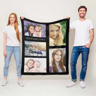 Grandmother grandchildren photo girls fleece blanket