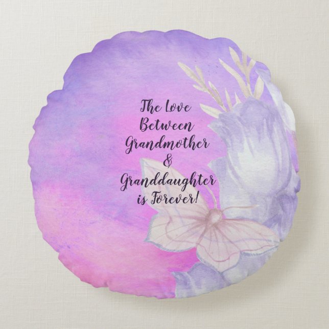 Grandmother Granddaughter Love Is Forever Can Edit Round Cushion (Front)