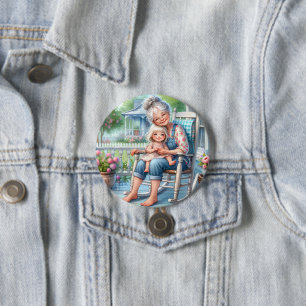 Grandmother Granddaughter Porch Embrace 7.5 Cm Round Badge