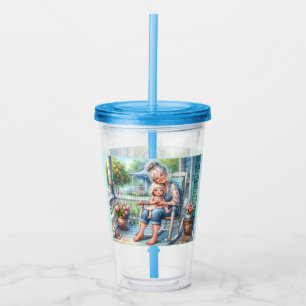 Grandmother Granddaughter Porch Embrace Acrylic Tumbler