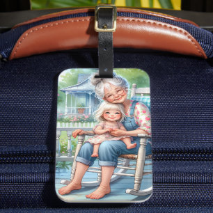 Grandmother Granddaughter Porch Embrace Luggage Tag