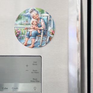 Grandmother Granddaughter Porch Embrace Magnet