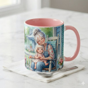 Grandmother Granddaughter Porch Embrace Mug